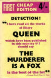 The Murderer is a Fox - dust cover Victor Gollancy Ltd, London, 2nd printing May 1948 (Blue hardcover with guilded lettering on spine)