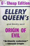 The Origin of Evil - dust cover Gollancz edition, London, 1953 (2nd) (Red hardcover with black lettering on spine)