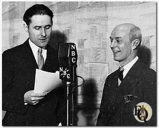 Parker Fennelly and Arthur Allen as "The Stebbins Boys" in the radio studio.