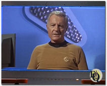 Richard Derr as Admiral Fitzgerald "on screen" in Star Trek's "The Mark of Gideon".