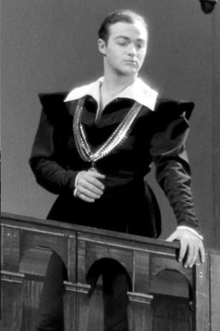 Larry distinguished himself as the youngest actor ever to play the title role in an uncut version of Hamlet (Hamlet, 1941-1942. Yale School of Drama Photographs and Posters, RU 397. Manuscripts and Archives, Yale University Library).