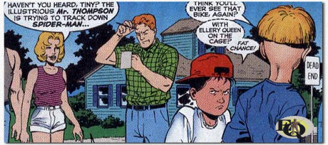 For some reason Ellery seems to have a following among comic authors. In "What Would Spidey Do?!" the September 1997 issue of "The Untold Tales of Spider-Man" by Kurt Busiek, Tom Defalco and Bob MacLeod, a kid who lost his bike derisively refers to an adult, helping to retrieve his bike as "Ellery Queen".