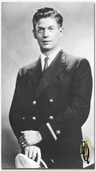 He joined the Navy and served as a communications officer in the Pacific Theater. Here he is, at 22, in Navy uniform.