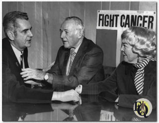 The Gargans with American Cancer Society official in 1970.
