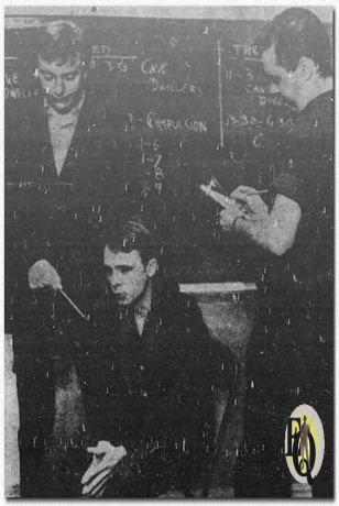 "Playhouse in the Park", the new Cincinnati repertory theater in Eden Park, at the hilltop, begins its long incubated season tomorrow night with the first production, "Compulsion". Ken Rita, John Hillerman and Jack Collard are shown preparing the play. (Cincinnati Inquirer, 1960)