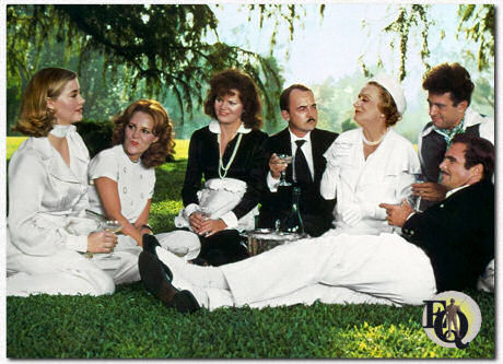 Yet another Bogdanovich film with John Hillerman (holding the glass) and the unavoidable Cybill Shephard (L) "At Long Last Love" (20th Century Fox, Mar 1. 1975).