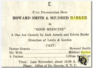 Sep 1922 add for Howard Smith & Mildred Barker's "Good Medicine".