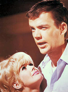 Jim Hutton with an adoring Connie Stevens in "Never Too Late" (1965).