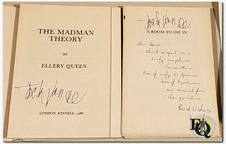 Vance was forbidden by contract to sign copies of books "Jack Vance" written under the Ellery Queen pseudonym. He did however sign them "Ellery Queen" and initialed "JV" and eventually as "Jack Vance". 