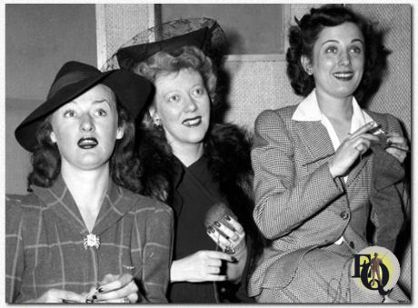 CBS Radio actresses left to right, Kaye Brinker (plays Sheila Brand), Ethel Owen (portrays Dr. Molly Hedgerow) and Ann Shepherd (portrays Joyce Jordan, MD), knitting for the war effort. New York, NY. December 18, 1941.
