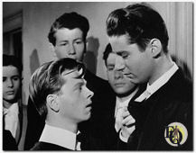 Peter Lawford's first role in a major film production was in "A Yank At Eton" (1942), starring Mickey Rooney, in which Lawford played a snobbish bully.