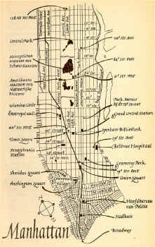 Map van Manhattan uit "Cat of Many Tails" ("Paniek in Manhattan").