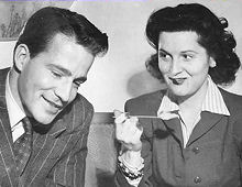 Mr. and Mrs. Hugh Marlowe (Edith Atwater), who are having a reunion with their Chicago friends while he is here to play opposite Gertrude Lawrence in "Lady in the Dark" at the Civic Opera House. (Jan, 1943).