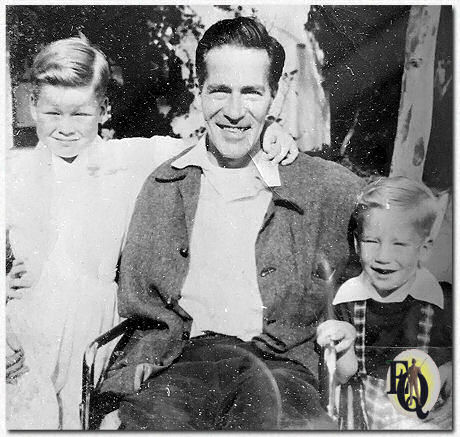 Hugh on a trip with the family to San Juan Capistrano in the photo with son Jeff (left) and Chris (right).