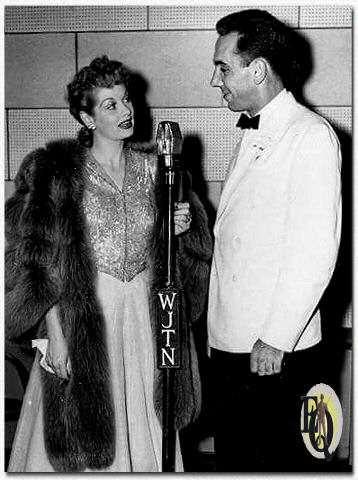 Lucille Ball's visit to WJTN Studios, 1946 Lucile Ball & WJTN announcer, Rex Marshall. WJTN was licensed to Jamestown, NY.