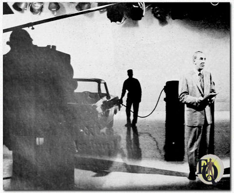 Rex Marshall comes to Dallas to tape a series of sports for Humble Oil's new "Enco" brand identification program. The entire setup and taping was completed in less than half a day, and finished tapes rushed to New York ("Sponsor", Oct - Dec 1961)