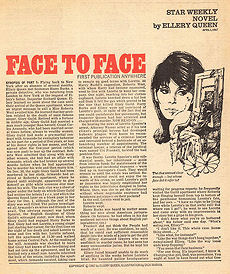 "Face to Face" was published in "Star Weekly" in two parts on March 25. and April 1. 1967 (Illustration by Dick Marvin). 