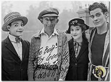 From left to right Eddie Quillan seen with director Larry Semon, Alice Day and Danny O'Shea. They were seen in 'Pass The Dumplings' and 'The Plumber's Daughter' (1927)