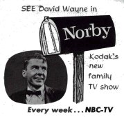 Station advertisement for the TV series "Norby" (1955) with David Wayne