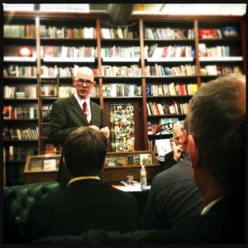 The reading / signing at The Mysterious Bookshop on Feb. 27th 2012 was a blast--a very nice turnout, and books were sold! I'm grateful to all who attended. Here's a shot of the editor of Blood Relations answering---at great length, no doubt---a question from the very smart audience.