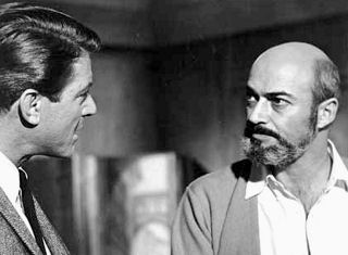 Lawrence Dobkin (R), shown with Efrem Zimabalist Jr. in a scene from "The Target,' directed the Warner Bros.' crime drama as well as played one of the roles. "The Target" is a "77 Sunset Strip" segment, and aired Friday, Jan.24 1964 .