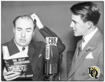 Arthur Mann, was Ted Cott's victim on the popular Sunday afternoon musicquiz, "So You Think You Know Music." Then he umpired his own sports quiz, and wound up the day matching wits with Ellery Queen. No wonder Arthur looks bewildered... (from a Radio Studio Picture)