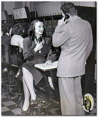 Mystery fans in all sections of the country now get a chance to compete with Ellery Queen in solving his cases on CBS's Wednesday "Adventures of Ellery Queen". Ellery's secretary, Nikki Porter, played by Charlotte Keane, is shown with the master sleuth as they put in a long-distance call to the night's guest armchair detective before Ellery reveals his solution on the air. 11-19-46