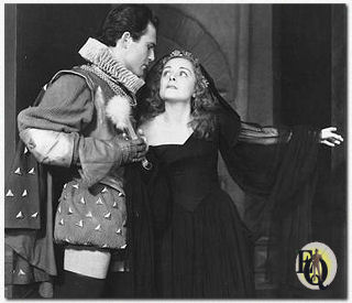 Sydney Smith as Laertes with Katharine Locke shaping Ophelia in "Hamlet" (1939).