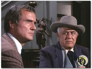 Sydney Smith (R) as Peter Green in a scene from "The Survivors" an episode from "Bonanza" (1968).