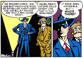 The story in question in which the Spirit deduces how a man can be accurately shot dead in total darkness is lifted from Queen's 'The Adventure of the House of Darkness'