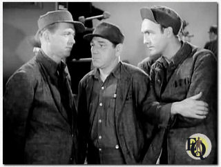 "Millionaires in Prison" (1940) Sullivan is on the right with Lee Tracy and Shemp Howard.
