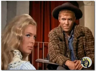 Linda Evans and Ken Swofford in an episode from "The Big Valley" called "A Day of Terror" (ABC, Dec 12. 1966).