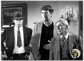 Awaiting the momentary arrival of a mobster suspect are (from left) guest star Kevin Tighe and series stars Jim Hutton and David Wayne. Tighe star of the network's "Emergency!" series, appears here as Detective Jim Millay (NBC-photo).