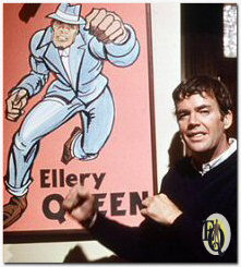 Jim Hutton in a publicity photo the "Ellery Queen" episode "The Adventure of the Comic Crusader". (NBC, Oct 2. 1975).