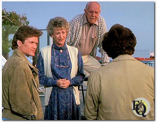 "Murder in Malibu" was a "Columbo" episode (NBC,  May 14. 1990) with (L-R) Andrew Stevens, Bill Zuckert and Peter Falk.
